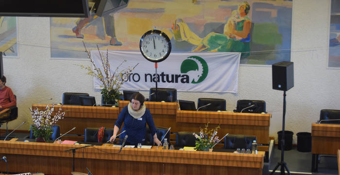 Meret Franke Präsidentin Pro Natura Baselland im noch leeren Landratssaal